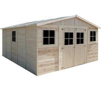 Abri de jardin en bois 20 m² TIMBELA - avec plancher imprégné - Pin / épicéa - 246x518x420 cm - M333+M333G