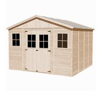 Abri de Jardin en Bois Exterieur avec Plancher IMPRÉGNÉ - Chalet en Pin/épicéa- H246 x 418 x 420 cm/ 16 m²-Construction de Panneaux - Rangement pour vélos, Remise à Outils- TIMBELA M330+M330G