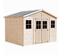 Abri de jardin en bois 12 m² TIMBELA - 418 x 318 cm - Ep. 17 mm - Construction de Panneaux - Plancher inclus - M331+M331G