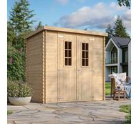 Abri de Jardin en Bois avec Sol TRAITÉ - Stockage extérieur l204xL142xH200cm//2.22m2- Petit abri à Outils, Local à vélos - TIMBELA M311C+M311G