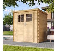 Abri de jardin en bois - TIMBELA M309F+M309G - Avec sol traité - Porte verrouillable de haute qualité
