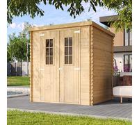 Abri de Jardin en Bois avec Sol TRAITÉ - Stockage extérieur l204xL204xH200 cm/3.53 m2- Petit abri à Outils, Local à vélos - TIMBELA M309C+M309G
