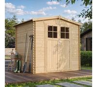 Abri de Jardin en Bois avec Sol TRAITÉ Porte verrouillable de Haute qualité - Stockage extérieur I236xL226xH218 cm/ 4,33 m2 - Toit imperméable, fenêtres TIMBELA M369F+M369G