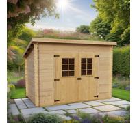 Abri madriers massifs 4.59 m² bois naturel ch3019.02n