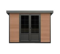 Abri de jardin en bois composite 28 mm aspect naturel foncé 10,43 m² - HAZELTON