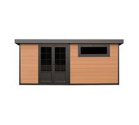 Abri de jardin en bois composite 28 mm - parois réversibles - gris anthracite ou naturel foncé - 17,25 m² - HAZELTON