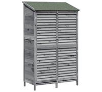 Abri de jardin en bois de sapin massif avec toit asphalte gris, 106 x | Bois de sapin massif, toit asphalte imperméable incliné, porte à soufflet, grande capacité, ventilation, montage