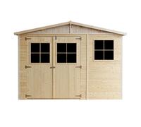 Abri de jardin en bois - débarras avec fenêtres - H226x418x320 cm/12 m² Abri shiplap en bois naturel - Atelier de jardin - Remise à outils pour vélos TIMBELA