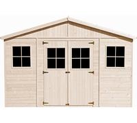 Abri de jardin en bois - débarras avec fenêtres - H246 x 418 x 320 cm/ 12 m² Abri shiplap en bois naturel - atelier de jardinage