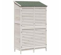 Abri de jardin en bois d'épicéa massif blanc 106 x 56 x 176,5 cm | Toit asphalte imperméable, porte à soufflet, grand espace à outils, ventilation efficace