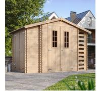 Maison en bois Maison de jardin avec abri pour bois de chauffage TIMBELA M389C - 3,53 + 0,97 + 0,97 m2