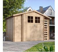 Abri de jardin en bois et range bûches extérieur - Stockage extérieur I206xL328xH218 cm/ 5,47 m2 - TIMBELA M389F