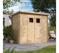 TIMBELA M310 Abri de Jardin en Bois - Stockage extérieur l239xL142xH200cm/2.63 m2 - Petit abri à Outils, Local à vélos - Toit imperméable, fenêtres