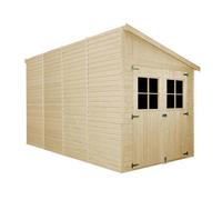 Abri de Jardin en Bois Naturel(avec paroi latérale) Plus Les PLANCHERS IMPRÉGNÉ- Stockage extérieur avec fenêtres- H244x218x416 cm/8 m2- Atelier Rangement Outils et vélos- TIMBELA M340A+M340G