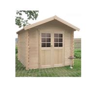 Abri de jardin en bois NIMES 2380 x 2380 - SOLID - 28mm - Double porte - Fenêtres en verre