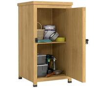 Abri de jardin en bois Outsunny, abri de rangement pour outils de jardin avec toit et étagère galvanisés, armoire de rangement extérieure avec porte, marron clair