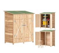 Abri de jardin en bois - Outsunny - avec table à double couche amovible, toit en asphalte imperméable, verrous - effet bois naturel