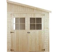 Abri de jardin en bois (sans mur latéral) - débarras avec fenêtres - H244x211x514 cm/10 m2 Abri shiplap en bois naturel - Atelier de jardin - TIMBELA M341