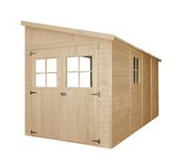 TIMBELA M340 Abri de Jardin en Bois Naturel (sans paroi latérale)- Stockage extérieur avec fenêtres- H243x216x416 cm/8 m2