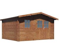 Abri de jardin en bois traité marron autoclave ""Valmont"" - 14 m² -28 mm