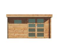 Abri de jardin en bois traité par autoclave avec toit plat - 13 m² - épaisseur 28 mm - CORALIO