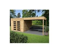 Abri de jardin en bois traité Tarento avec auvent - 8 m²