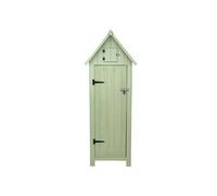 Abri de Jardin en Bois Vert Rangement Extérieur Cabane 3 Etagères 4 Crochets