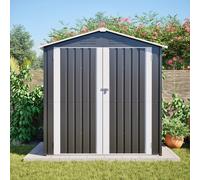 Abri de jardin en métal - 142 x 185 cm - Pour outils de jardin avec fondation, garage à vélo et moto - Verrouillable avec ventilation - Résistant aux intempéries - Gris