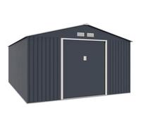 Abri de jardin en métal 15,16 m² - 340 x 446 x 210 - SATURNE - Kit d'ancrage inclus, 2 portes coulissantes - Gris