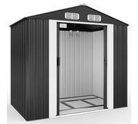 Abri de jardin en métal anthracite XL 196x132x188cm cabane de jardin 1,8m² fondation incluse rangement abri à outils vélos 3,1m³