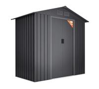 Abri de Jardin en métal 2,57m2 Light Anthracite - 196x131x196cm - 4 Grilles - Anthracite - Double Porte coulissante - Rangement extérieur -