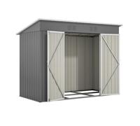 Abri de jardin en métal - 229 x 111 cm - Avec base - Résistant aux intempéries - Pour vélo et garage - Gris