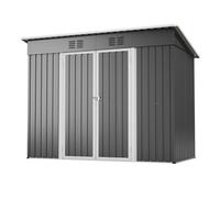 Abri de jardin en métal 242 x 126 x 182 cm - Armoire de jardin résistante aux intempéries avec toit incliné et ventilation - Porte verrouillable, cadre de fondation pour jardin, terrasse, vélo et