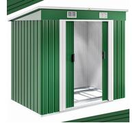 Abri de jardin en métal 2m² avec fondation 196x122x182cm porte coulissante vert cabane de jardin cabanon maison jardin 3,4m³