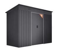 Abri de Jardin en métal 3,14m2 Light Anthracite - 238x130x202cm - 2 caillebotis - Anthracite - Double Porte coulissante - Rangement extérieur