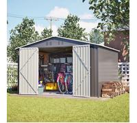Abri de jardin en métal - 300x252x191 cm - Gris - Tôle d'acier galvanisée - Toit à pignon