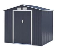 Vente-unique Abri de jardin en métal MARS 4,07 m² 213x191x195 cm Kit d'ancrage 2 portes Gris