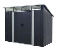 Abri de jardin en métal 4,61 m² - 238,4 x 193,2 x 202,6 cm - Kit d'ancrage inclus - Gris