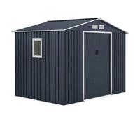 Abri de jardin en métal 5,29 m² - 277 x 191 x 202 cm - VENUS Kit d'ancrage inclus, 2 portes coulissantes, 1 fenêtre latérale Gris