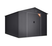 Abri de Jardin en métal 8,08m2 Light Anthracite - 258x313x202cm - 4 grilles - Double Porte coulissante - Rangement extérieur