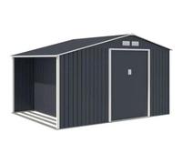 Abri de jardin en métal et abri bûches 8,72 m² - 342 x 255 x 202 - NOVA - Kit d'ancrage inclus, 2 portes coulissantes - Gris
