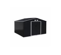 Abri de jardin en métal - Boulonnais - 10,85m² gris anthracite et blanc - Cabane à outils avec deux portes coulissantes, kit de fixation sol inclus, maison de rangement, remise - Anthracite