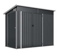 Outsunny Abri de Jardin en métal, cabane de Jardin extérieure 234 x 132 x 185 cm, Triple Porte verrouillable, Toit incliné, aérations et Gants, cabanon Rangement Outils en Acier galvanisé, Gris foncé