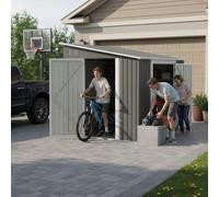 Abri de jardin en métal de 1,8 x 2,4 m avec double portes et kit de sol - Abri de jardin résistant aux intempéries comme garage à vélo et abri pour tondeuse à gazon, moto, outils de jardin et jardin