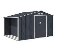 Abri de jardin en métal et abri bûches 8,72 m² - 342 x 255 x 202 - NOVA - Kit d'ancrage inclus, 2 portes coulissantes - Gris