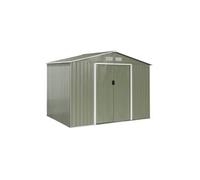 | Abri de jardin en métal - FERRAIN 529m² vert et blanc - Cabane à outils avec deux grandes portes coulissantes kit de fixation sol inclus maison de