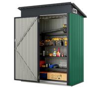 Abri de Jardin en Métal Galvanisé 1,02 m²150x90,5x185cm COSTWAY-Toit en Pente-Porte Ouvrante avec Loquet-2 Aérations-Vélos-Vert