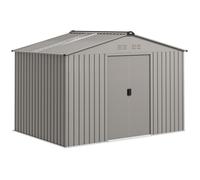 Abri de jardin en métal - Outsunny - 4,9 m² - fondation, porte coulissante verrouillables, 4 aérations - 277x195x192cm - anthracite