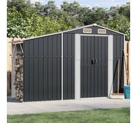 Abri de jardin en métal - Soute à outils en acier galvanisé avec toit incliné - Rangement pour bûches et charbon anthracite - 277 x 93 x 179 cm pour une utilisation en extérieur.