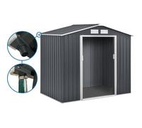 Abri de jardin en métal ""Vegas"" 5.29 m² avec gouttière - Gris